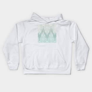 Lace & Shadows - soft sage grey & white Moroccan doodle Kids Hoodie